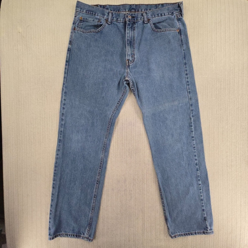 Levis 505 Jeans Mens 38x32 Light Wash Blue Straight Leg Denim Pants Classic Fit